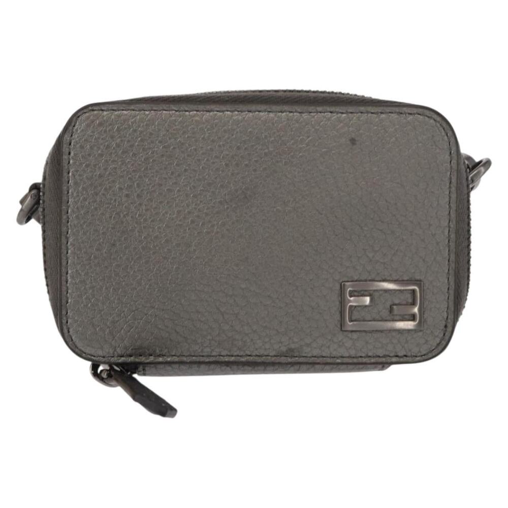 Fendi Leather Shoulder Bag Silver